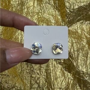 Floating Princess-Cut Crystal Stud Earrings – Pierced Ears